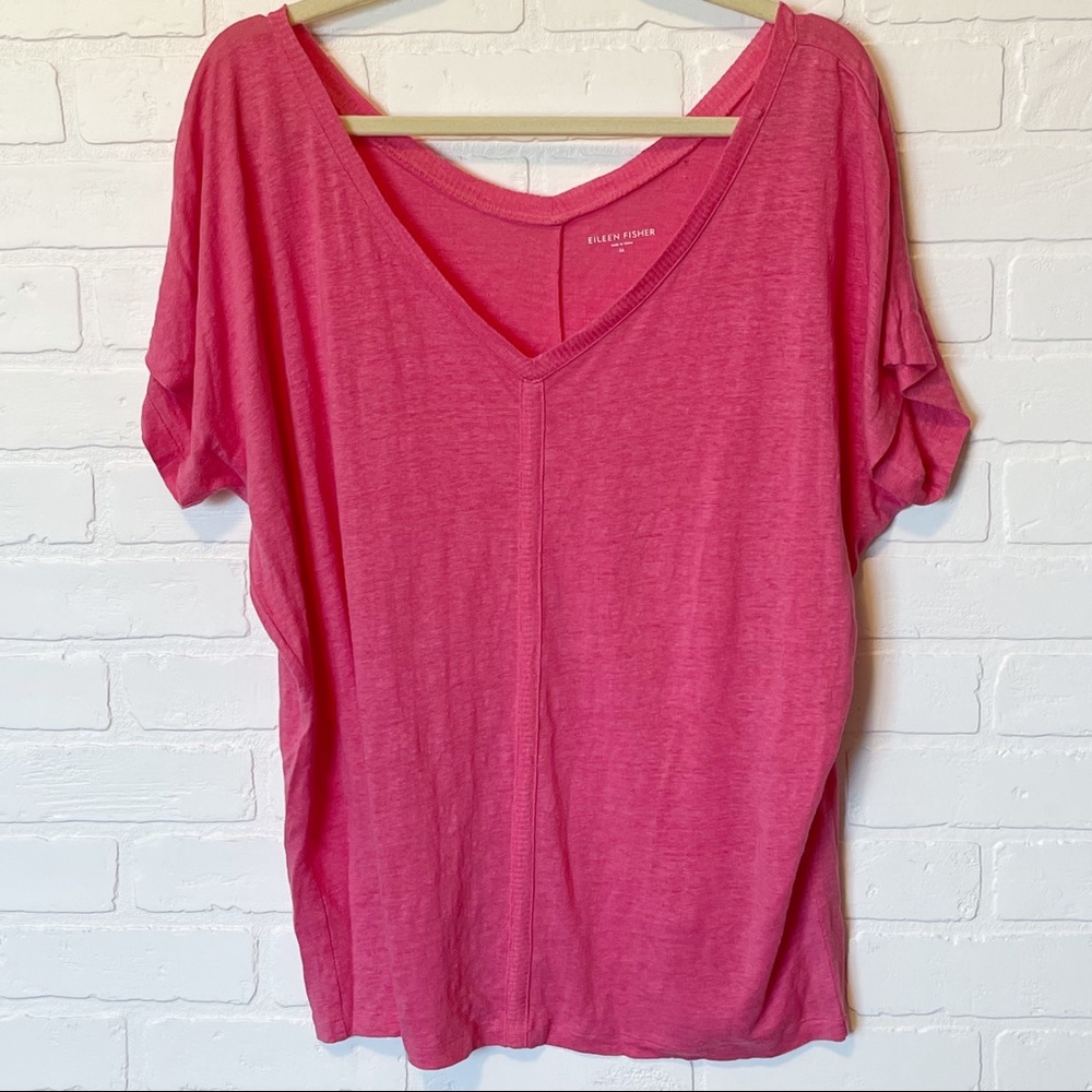 Eileen Fisher Pink Linen T Shirt Sz Medium